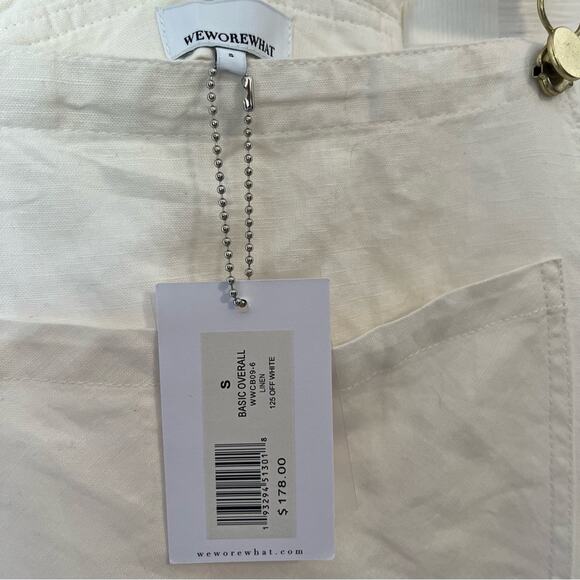 We Wore What Basic Linen Overalls Size Small White - Picture 7 of 16